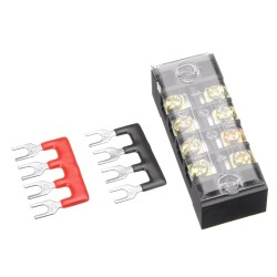 600V 15A Dual Rows 4 Position Screw Terminal Strip Red/Black Pre Insulated Terminal Block Strip 1pc