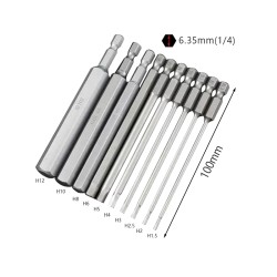 100mm 1.5 2.0 2.5 3.0 4.0 5.0 6.0 8.0 10 12mm Hex Key Allen Screwdriver Bits Magnetic 1/4 6.35mm Quick Change Impact Driver 100mm 1.5 2.0 2.5 3.0 4.0 5.0 6.0 8.0 10 12mm Hex Key Allen Screwdriver Bits Magnetic 1/4 6.35mm Quick Change Impact Driver