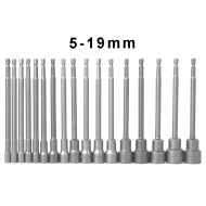 16pcs 150mm Hexagon Nut Setter Socket Driver Drill 1/4'' 6.35mm Hex Shank 5-19mm 16pcs 150mm Hexagon Nut Setter Socket Driver Drill 1/4'' 6.35mm Hex Shank 5-19mm