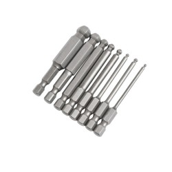 8pcs S2 1/4 Inch 6.35mm Ball Point Bits Set Screwdriver Bit Ball End Hex Allen Bit wrench Tool 8pcs S2 1/4 Inch 6.35mm Ball Point Bits Set Screwdriver Bit Ball End Hex Allen Bit wrench Tool