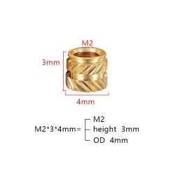 100pcs M2 Brass Insert Nuts Hot Melt Molding Copper Heat Inserting Thread Embedded Knurled Injection Nut 100pcs M2 Brass Insert Nuts Hot Melt Molding Copper Heat Inserting Thread Embedded Knurled Injection Nut