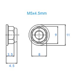 CW CCW 50pcs M5x4.5mm Lock Nuts Flanged Nylon Insert Aluminum Alloy Self-Locking Nuts CW CCW 50pcs M5x4.5mm Lock Nuts Flanged Nylon Insert Aluminum Alloy Self-Locking Nuts