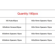 M3 Nylon Spacer Screw Nut Assorted Kit w/Box Black 180pcs