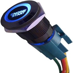 Automotive Push Button Switches Black Shell 12V Momentary Blue LED Light Socket Plug Wire 19mm Engine Start Automotive Push Button Switches Black Shell 12V Momentary Blue LED Light Socket Plug Wire 19mm Engine Start