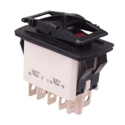 KR44CAKJJG On-On-On Auto Rocker Switch Red 24V illuminated DPDT IP68