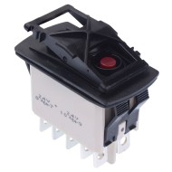 KR45CAKJJG (On)-On Momentary Red 24V LED Auto Rocker Switch DPDT IP68