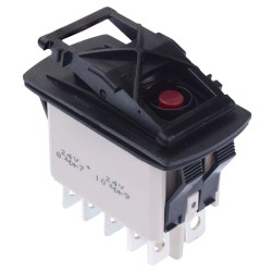 KR45CAKJJG (On)-On Momentary Red 24V LED Auto Rocker Switch DPDT IP68