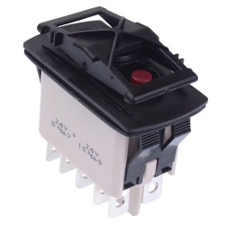KR49CAKJJG On-Off-On Red 24V LED Auto Rocker Switch DPDT IP68