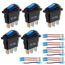 12v Automotive Rocker Switches Waterproof 5 PCS 12 Volt with 3 20cm Detachable Wires SPST 3 Pin On Off with Blue LED Light 12v Automotive Rocker Switches Waterproof 5 PCS 12 Volt with 3 20cm Detachable Wires SPST 3 Pin On Off with Blue LED Light