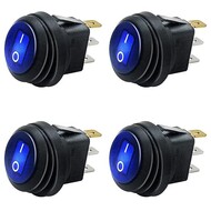 4pcs 12V Waterproof Round Automotive Rocker Switches Blue LED Lighted SPST 3 pins On-Off 20A 4pcs 12V Waterproof Round Automotive Rocker Switches Blue LED Lighted SPST 3 pins On-Off 20A