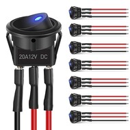 8PCS 12V 20A Round Blue Toggle LED Rocker Switch On-Off Control SPST 3Pins for 12V Car Truck Boat Marine Off-Road Vehicle with 24PCS Wires 8PCS 12V 20A Round Blue Toggle LED Rocker Switch On-Off Control SPST 3Pins for 12V Car Truck Boat Marine Off-Road Vehicle with 24PCS Wires