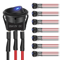 8PCS 12V 20A Round Blue Toggle LED Rocker Switch On-Off Control SPST 3Pins for 12V Car Truck Boat Marine Off-Road Vehicle with 24PCS Wires 8PCS 12V 20A Round Blue Toggle LED Rocker Switch On-Off Control SPST 3Pins for 12V Car Truck Boat Marine Off-Road Vehicle with 24PCS Wires