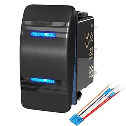 Automotive Rocker Switches 12V 20A 3 Position ON Off ON DPDT 7 Pin 3 Way Toggle Waterproof Blue LED Automotive Rocker Switches 12V 20A 3 Position ON Off ON DPDT 7 Pin 3 Way Toggle Waterproof Blue LED