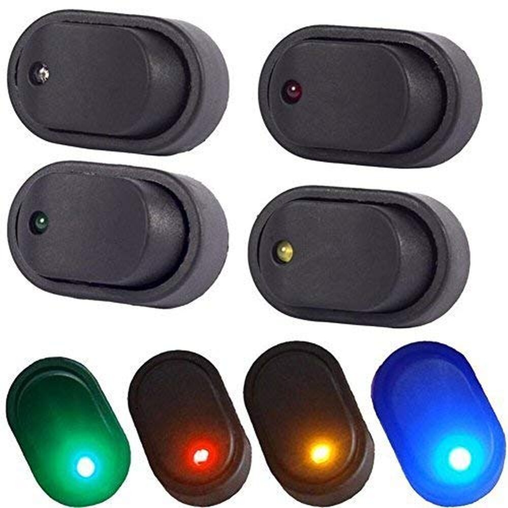 Waterproof Led Rocker Switch Automotive Rocker Switches 12V 30A Waterproof LED Blue Green Yellow Red ...