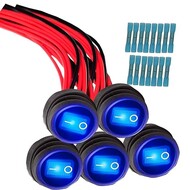 Automotive Rocker Switches, [5Pcs] Waterproof 12VSPST 3 Pin On Off Switch With Blue LED