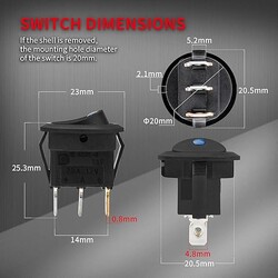 Automotive Rocker Switches Shell 12V Lighted 3 Pin with Blue LED 12 Volt DC Automotive Rocker Switches Shell 12V Lighted 3 Pin with Blue LED 12 Volt DC