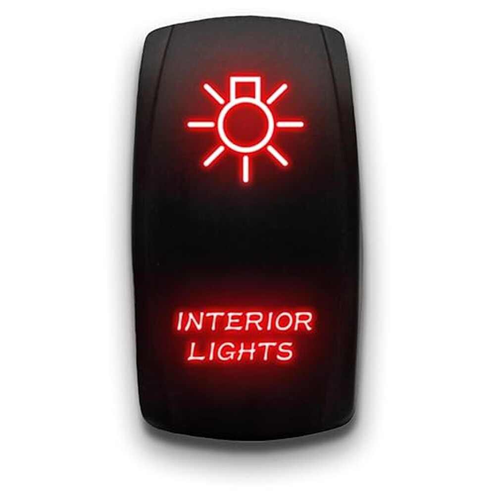 Interior Lights Red Automotive Rocker Switches 20A 12V Vertical 5-Pin DPST