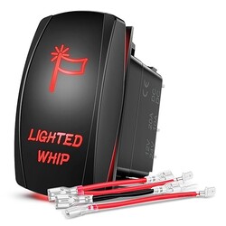 Lighted Whip Automotive Rocker Switches Led 5Pin On Off SPST 20A/12V 10A/24V