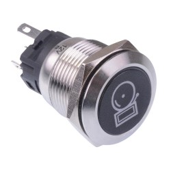 Alarm' White LED Momentary 19mm Vandal Push Button Switch SPDT 12V Alarm' White LED Momentary 19mm Vandal Push Button Switch SPDT 12V