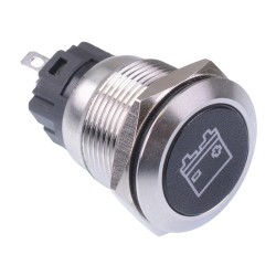 Battery' Blue LED Latching 19mm Vandal Push Button Switch SPDT 12V Battery' Blue LED Latching 19mm Vandal Push Button Switch SPDT 12V