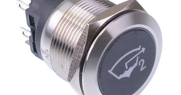 Bilge Pump 2' Red LED Latching 22mm Vandal Push Button Switch SPDT 12V