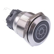 Light' Blue LED Latching 19mm Vandal Push Button Switch SPDT 12V