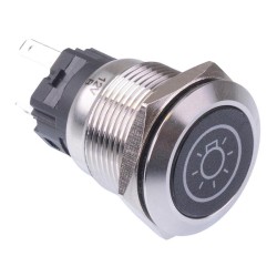 Light' Blue LED Latching 19mm Vandal Push Button Switch SPDT 12V
