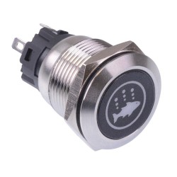Live Fish' Red LED Momentary 19mm Vandal Push Button Switch SPDT 12V