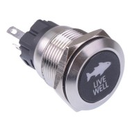 Live Well' Blue LED Momentary 19mm Vandal Push Button Switch SPDT 12V Live Well' Blue LED Momentary 19mm Vandal Push Button Switch SPDT 12V