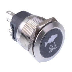 Live Well' White LED Latching 22mm Vandal Push Button Switch SPDT 12V