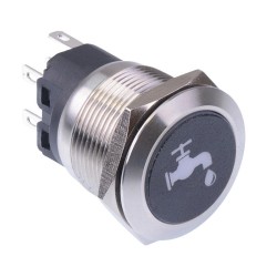 Water Label' Red LED Latching 22mm Vandal Push Button Switch SPDT 12V Water Label' Red LED Latching 22mm Vandal Push Button Switch SPDT 12V