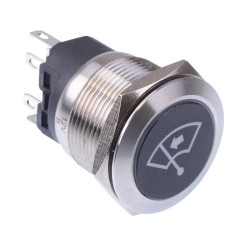 Windscreen Wiper Left' White LED Momentary 22mm Vandal Push Button Switch SPDT 12V