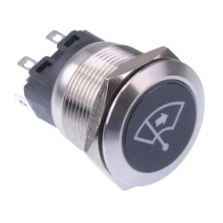 Windscreen Wiper Right' Red LED Latching 22mm Vandal Push Button Switch SPDT 12V