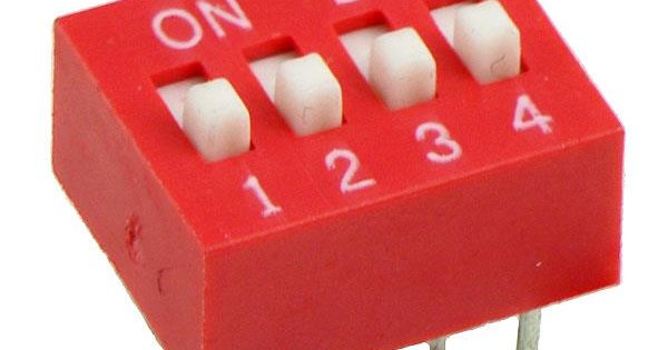 4-Way DIP DIL Red PCB Switch