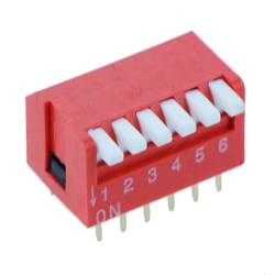 6-Way Piano DIP DIL Red PCB Switch