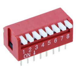 8-Way Piano DIP DIL Red PCB Switch