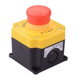 22mm Emergency Stop Switch Control Box with Nameplate 2NC YB1W-YW1B-V4E02R-Y1 22mm Emergency Stop Switch Control Box with Nameplate 2NC YB1W-YW1B-V4E02R-Y1