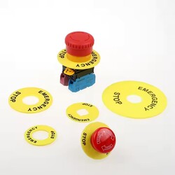 Emergency Stop Switches Push Button Switch Yellow Warning Circle Emergency Stop Sign Emergency Stop Switches Push Button Switch Yellow Warning Circle Emergency Stop Sign