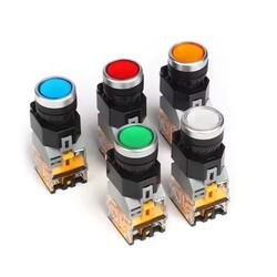 Emergency Stop Switches With Illuminated Industrial Flat Panel Button Switch 22mm