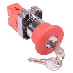 PtecMetMushK40 Key Release 40mm Emergency Stop Button Switch 10A 1NC PtecMetMushK40 Key Release 40mm Emergency Stop Button Switch 10A 1NC