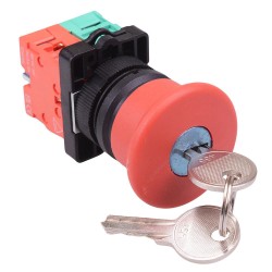 PtecMushK40 Key Release 40mm Emergency Stop Button Switch Plastic 10A 1NO-1NC PtecMushK40 Key Release 40mm Emergency Stop Button Switch Plastic 10A 1NO-1NC