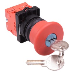 PtecMushK40 Key Release 40mm Emergency Stop Button Switch Plastic 10A 2NC PtecMushK40 Key Release 40mm Emergency Stop Button Switch Plastic 10A 2NC