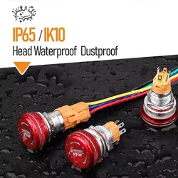 Red Mushroom Head Emergency Stop Switches Button Switch Waterproof Aluminum Two-Color Lighting (Red/Green) 220V