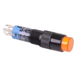 AL8M-M11A Amber 8mm Illuminated Momentary Round Push Button Switch SPDT