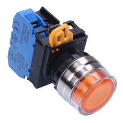 Amber 12V illuminated 22mm Metal Bezel Maintained Shrouded Push Button Switch NO IP65 YW4L-AF2E10Q3A