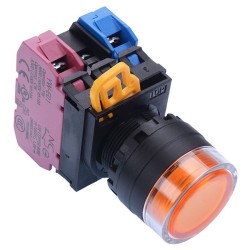 Amber 24V illuminated 22mm Maintained Shrouded Push Button Switch 1NO-1NC IP65 YW1L-AF2E11Q4A