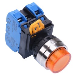 Amber 24V illuminated 22mm Metal Bezel Momentary Push Button Switch 2NO IP65 YW4L-M2E20Q4A