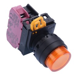 Amber 24V illuminated 22mm Momentary Push Button Switch NC IP65 YW1L-M2E01Q4A