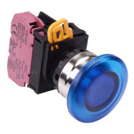 Blue 24V illuminated 22mm Metal Bezel Mushroom Maintained Push Button Switch NC IP65 YW4L-A4E01Q4S Blue 24V illuminated 22mm Metal Bezel Mushroom Maintained Push Button Switch NC IP65 YW4L-A4E01Q4S