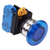Blue 24V illuminated 22mm Metal Bezel Mushroom Maintained Push Button Switch NO IP65 YW4L-A4E10Q4S Blue 24V illuminated 22mm Metal Bezel Mushroom Maintained Push Button Switch NO IP65 YW4L-A4E10Q4S